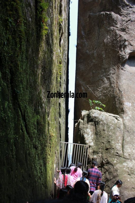 View through the huge rocks of edakkal caves 586