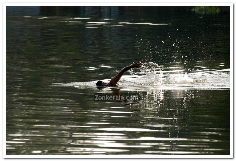 Man swims in backwaters 1